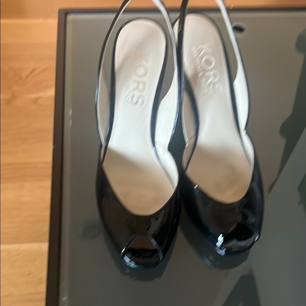 Michael Kors Black Slingback Peep-Toe Heels